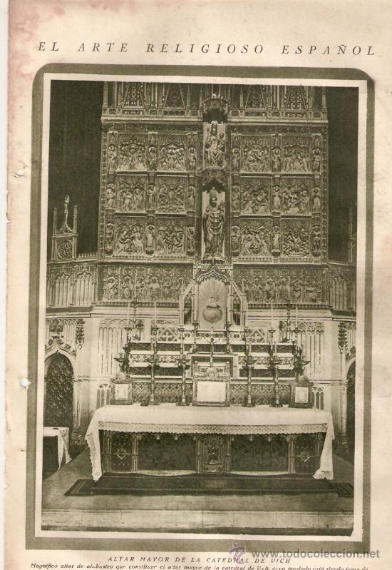 Collecting paper: RECORTE PRENSA A&Ntilde;O 1928 ALTAR MAYOR CATEDRAL DE VIC ARTE RELIGIOSO ALABASTRO FOTO PALMEROLA OSONA