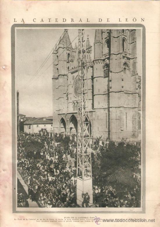 Coleccionismo: RECORTE PRENSA A&Ntilde;O 1928 FIESTA PLAZA CATEDRAL LEON POEMA POESIA GANDASEGUI ARANSAY A OVEJERO DIBUJO
