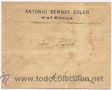 Coleccionismo: Valencia: sobre con membrete de Antonio Bernat Soler