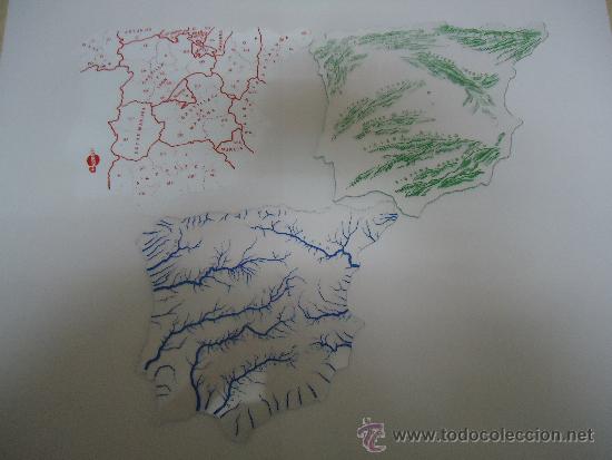 Sammeln: CONJUNTO DE 3 MAPAS DE LOS A&Ntilde;OS 60 ( POLITICO, MONTES Y RIOS ). GRANDE  -B
