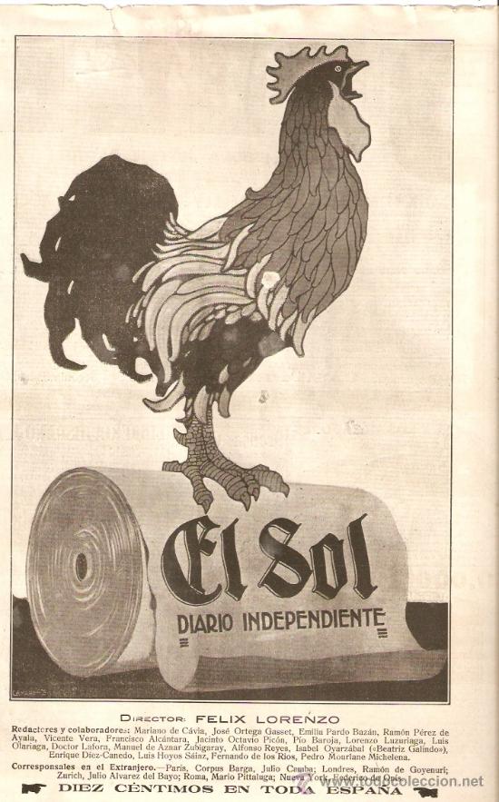 Coleccionismo: A&Ntilde;O 1917 RECORTE PUBLICIDAD EL SOL DIARIO INDEPENDIENTE