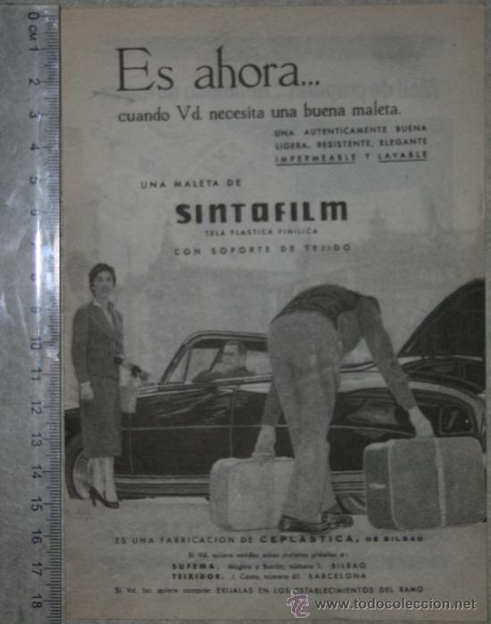 Coleccionismo: Anuncio antiguo de maleta Sintafilm, julio de 1954