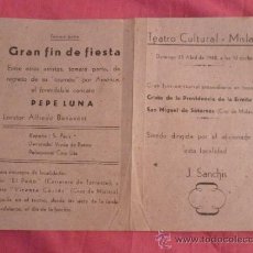 Coleccionismo: TEATRO CULTURAL DE MISLATA (VALENCIA). 1948. PROGRAMA EN HONOR DEL CRISTO DE SAN MIGUEL DE SOTERNES