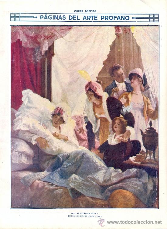 Coleccionismo: A&Ntilde;O 1915 PINTURA LAMINA REPRODUCCION EL ARTE Y LOS NI&Ntilde;OS WUNSCH ARTE PROFANO SIMM EL NACIMIENTO