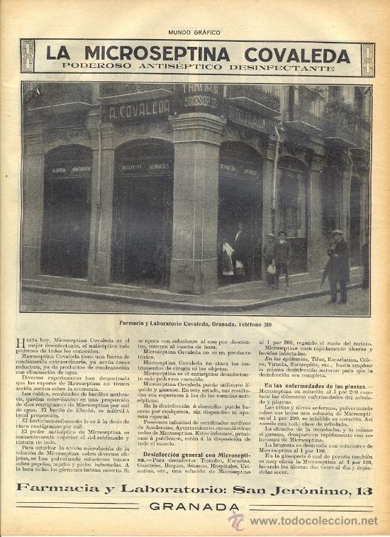 Colecionismo: A&Ntilde;O 1916 MICROSEPTINA LABORATORIO COVALEDA GRANADA AZUCARERA DEL GENIL LA PURISIMA CONCEPCION