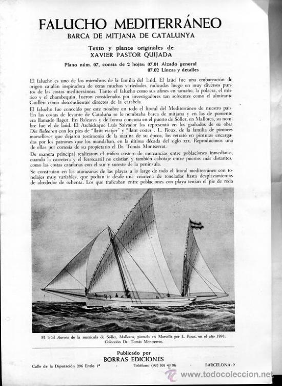 Coleccionismo: FALUCHO MEDITERRANEO PLANOS DE XAVIER PASTOR QUIJADA para construcci&oacute;n a escala 1: 45