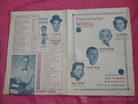 Coleccionismo: Valencia. Programa de espect&aacute;culos Boreal. Bailes y canciones - Foto 1