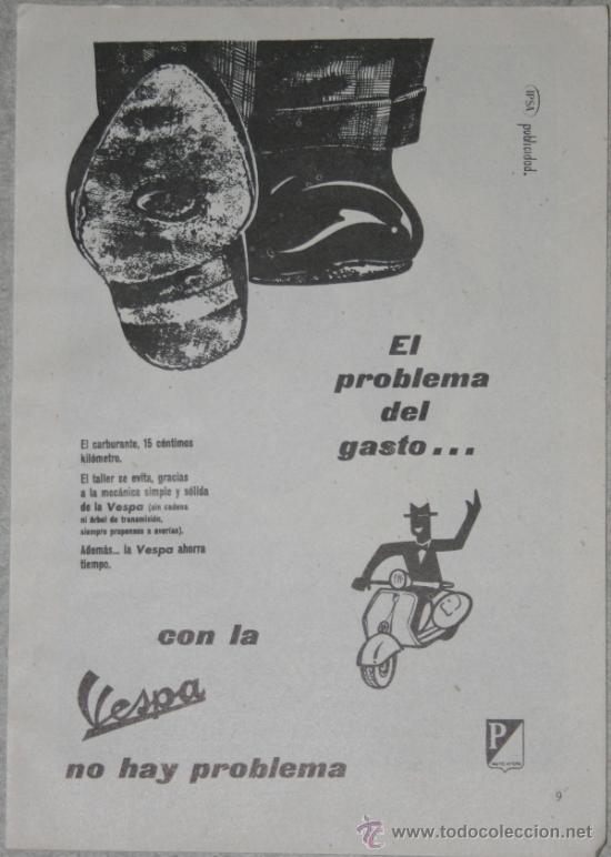 Coleccionismo: Anuncio antiguo de moto Vespa de 1957