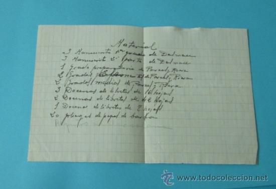 Coleccionismo: PAPEL CON RELACI&Oacute;N DE MATERIAL PARA ESCUELA - Foto 1