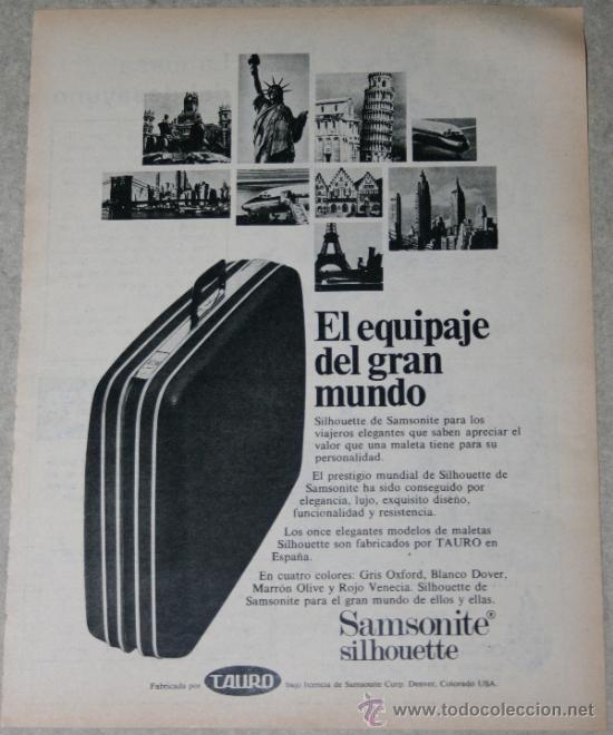 Coleccionismo: Anuncio antiguo de maleta Sansonite, diciembre de 1970