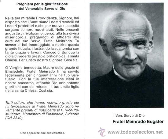 Coleccionismo: Estampa - Fratel Meinrado Eugster - ( Italiano )