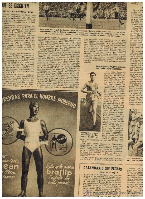 Colecionismo: RECORTE PRENSA A&Ntilde;OS 50 JOSEP ROMAGUERA SABADELL ATLETISMO CAMPEONATO CATALUNYA RECORD 800 ATLETISME