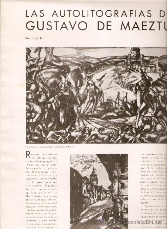 Coleccionismo: RECORTE PRENSA A&Ntilde;O 1934 AUTOLITOGRAFIAS GUSTAVO DE MAEZTU PINTOR PINTURA ESTELLA VITORIA L'ESCALA