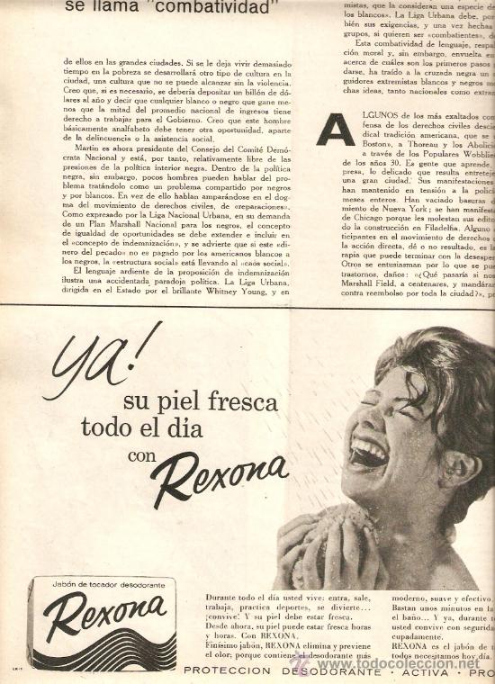 Collectionnisme: RECORTE PRENSA A&Ntilde;O 1964 PUBLICIDAD REXONA JABON DE TOCADOR DESODORANTE