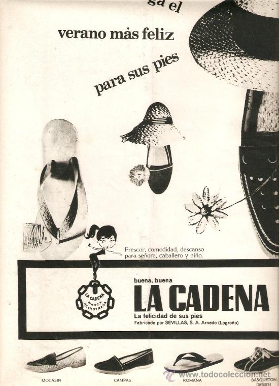 Collectionnisme: RECORTE PRENSA A&Ntilde;O 1964 PUBLICIDAD ZAPATOS LA CADENA SEVILLAS ARNEDO LOGRO&Ntilde;O DESODORANTE BAC