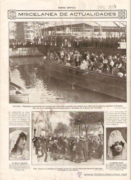 Coleccionismo: A&Ntilde;O 1914 INMIGRACION VALENCIA IRUN LLEGADA ESPA&Ntilde;OLES RESIDENTES EN FRANCIA GUERRA HENO DE PRAVIA