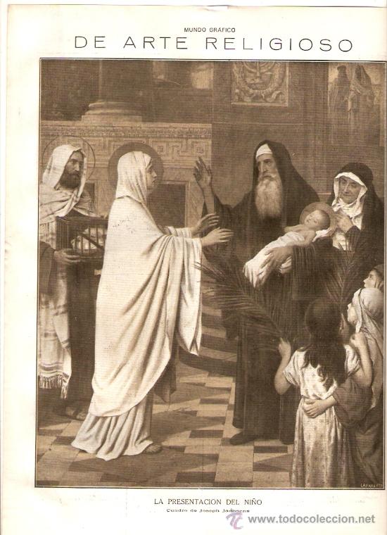 Colecionismo: A&Ntilde;O 192? ARTE RELIGIOSO PINTURA RELIGIOSA LA PRESENTACION DEL NI&Ntilde;O JOSEPH JANSSENS LAMINA