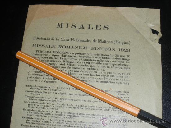 Coleccionismo: MISALES DE EDICIONES DE LA CASA H. DESSAIN DE MALINAS, BELGICA. 1929.
