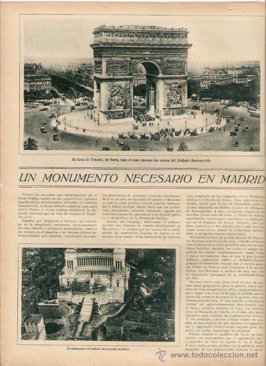 Coleccionismo: A&Ntilde;O 19?? NECESIDAD DE CONSTRUCCION DEL MONUMENTO AL SOLDADO DESCONOCIDO EN MADRID PUERTA DE ALCALA