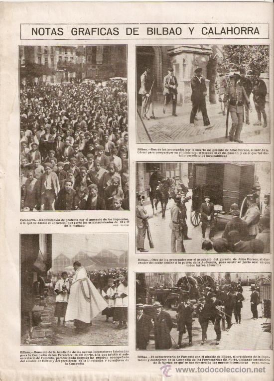 Coleccionismo: A&Ntilde;O 1921 CALAHORRA BILBAO BENDICION LOCOMOTORAS FERROCARRIL ASESINATO GERENTE ALTOS HORNOS