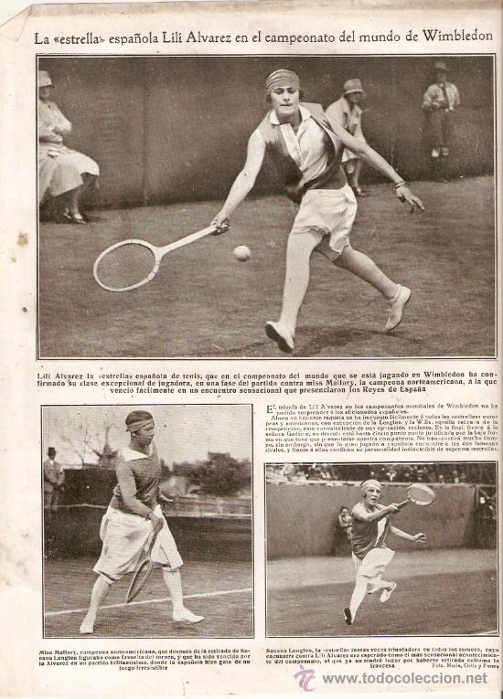 Sammelleidenschaft Papier: A&Ntilde;O 19?? TENIS FEMENINO LILI ALVAREZ CAMPEONATO DEL MUNDO DE TENIS DE WIMBLENDON