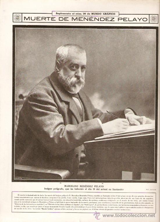 Coleccionismo: A&Ntilde;O 19?? MUERTE MARCELINO MENENDEZ PELAYO INVENTOR MARCONI EN MADRID