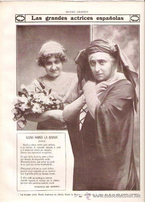 Coleccionismo: A&Ntilde;O 19?? MARIA GUERRERO ACTRIZ TEATRO DO&Ntilde;A MARIA LA BRAVA LA FLOR DE LA VIDA