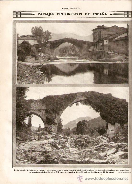 Coleccionismo: A&Ntilde;O 19?? INFIESTO PUENTE ROMANICO ASTURIAS PAISAJES PINTORESCOS