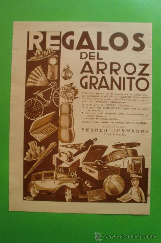 Colecionismo: REGALOS DEL ARROZ GRANITO - ESTAMPA 13/12/1930