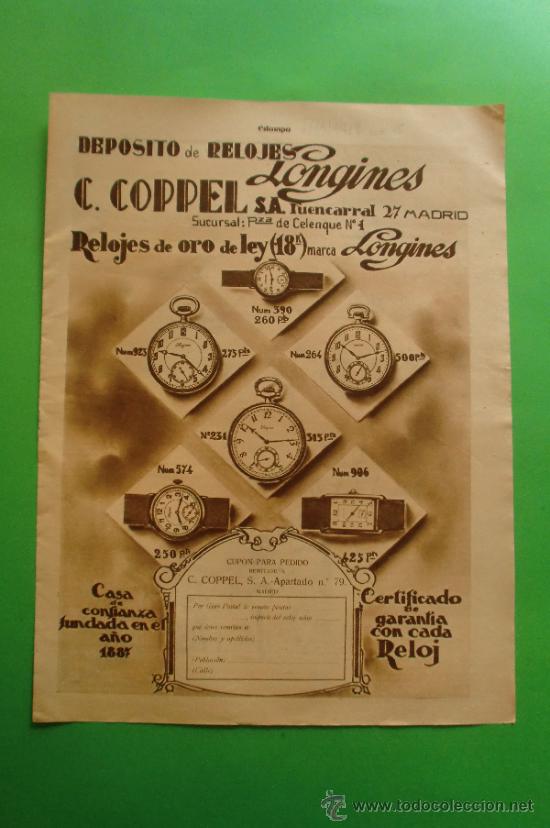 deposito de relojes longines c. coppel s.a. - e - Buy Antique sheets of  paper, programs and other documents on todocoleccion