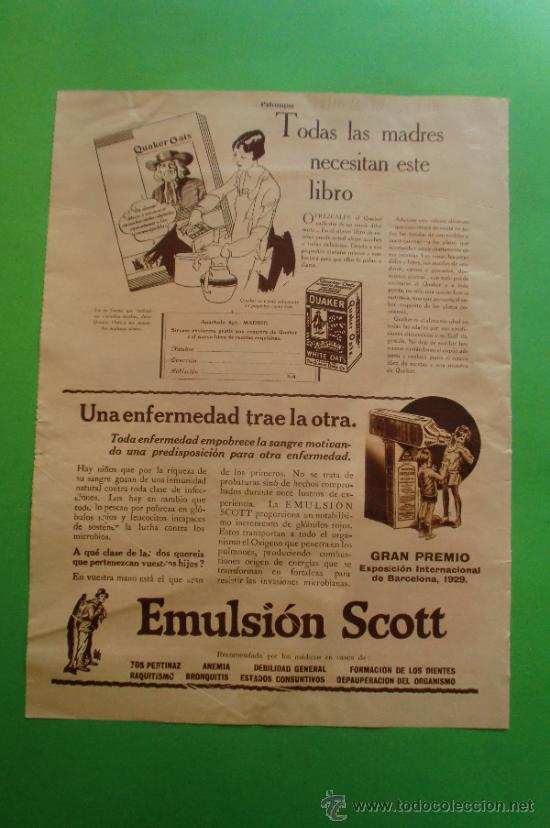 Collecting paper: EMULSI&Oacute;N SCOTT - QUAKER - - ESTAMPA 28/10/1930