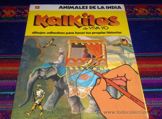 Collectionnisme: KALKITOS N&ordm; 15 ANIMALES DE LA INDIA. EDIGRAF 1977. CALCOMAN&Iacute;AS PEGADAS.
