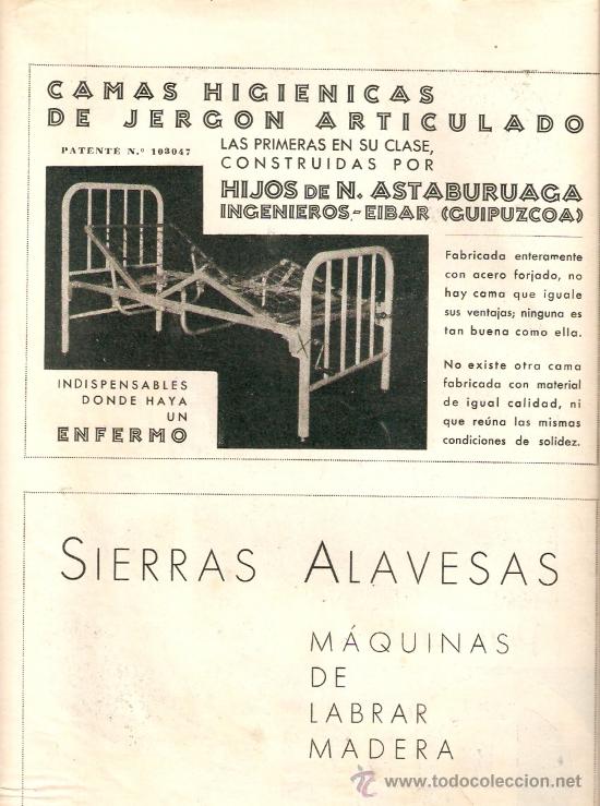 Coleccionismo: A&Ntilde;O 1939 RECORTE PUBLICIDAD CAMAS HIGIENICAS JERGON ARTICULADO HIJOS ASTABURUAGA EIBAR GUIPUZCOA