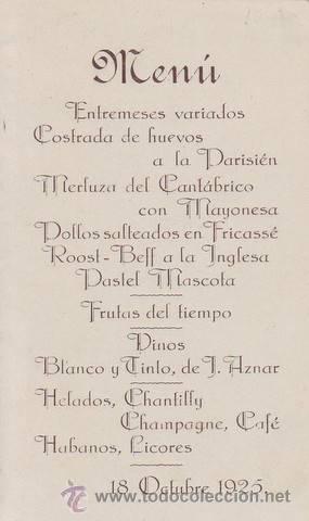 Coleccionismo: MENU. - Foto 1