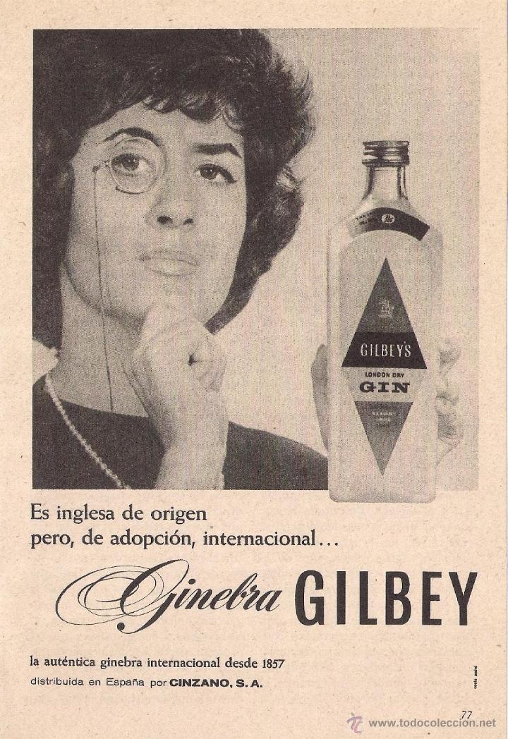 Coleccionismo: Anuncio de Ginebra Gilbey, diciembre de 1960