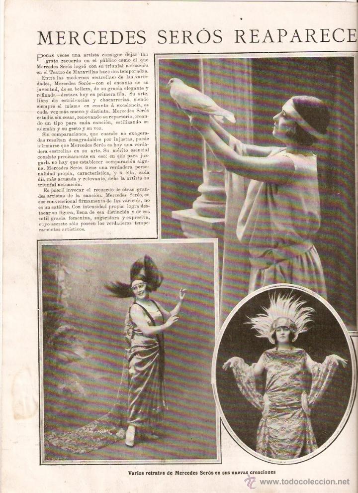 Coleccionismo: A&Ntilde;O 1923 RECORTE PRENSA REAPARICION MERCEDES SEROS ARTISTA TEATRO