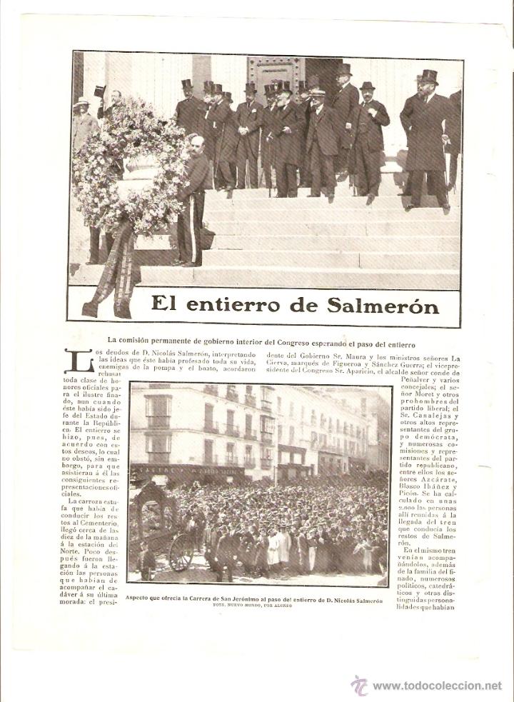 Collecting paper: A&Ntilde;O 1908 MUERTE NICOLAS SALMERON PRACTICAS MILITARES FIGUERES AMBULANCIA SANIDAD MILITAR BARAJAS