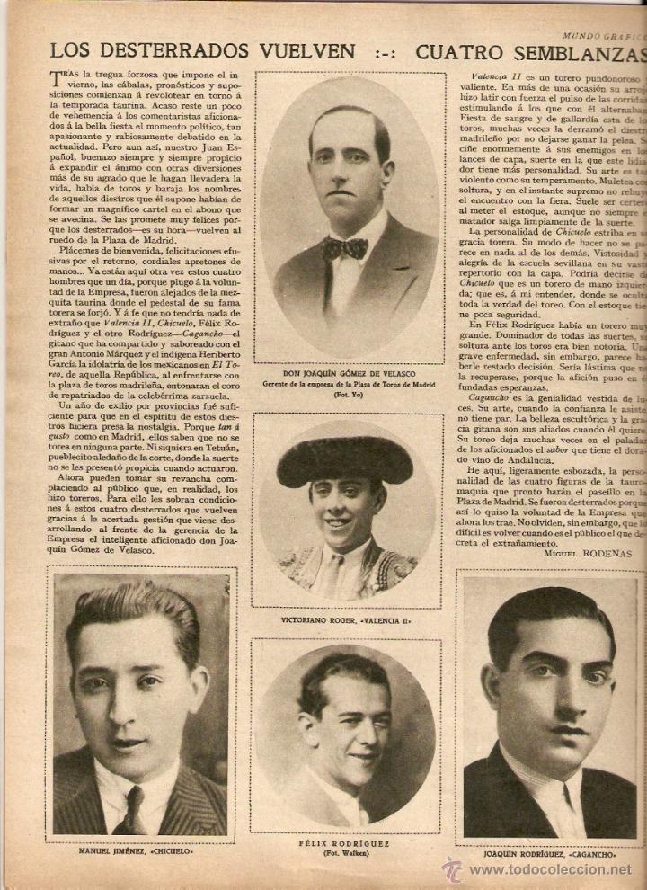 Collecting paper: A&Ntilde;O 1930 RECORTE PRENSA TOROS VICTORIANO ROGER CHICUELO CAGANCHO FELIX RODRIGUEZ PLAZA TOROS MADRID