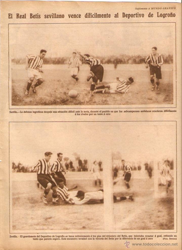 Colecionismo: A&Ntilde;O 1928 RECORTE PRENSA FUTBOL SEVILLA REAL BETIS DEPORTIVO DE LOGRO&Ntilde;O