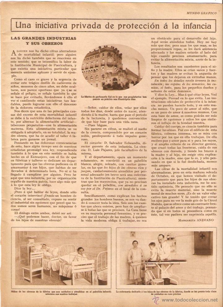 Colecionismo: A&Ntilde;O 1928 RECORTE PRENSA FABRICA PERFUMERIA GAL PROTECCION A LA INFANCIA OBREROS
