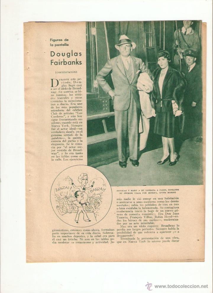 Collecting paper: A&Ntilde;O 1935 RECORTE PRENSA FIGURAS ARTISTAS DE LA PANTALLA DOUGLAS FAIRBANKS CINE