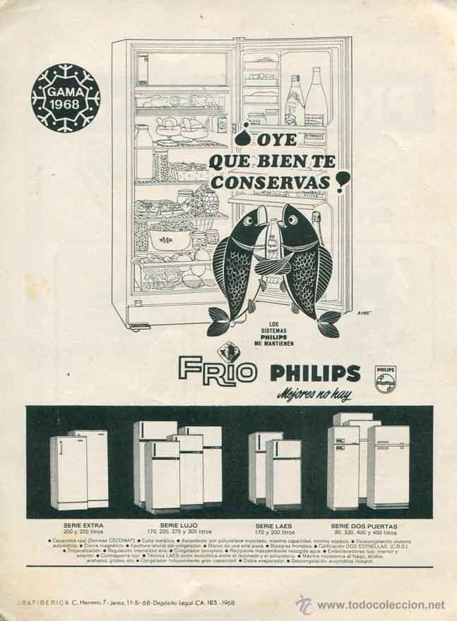 Coleccionismo: Hoja propaganda electrodomesticos Philps 1968 - una cara frigorificos otra afeitadoras