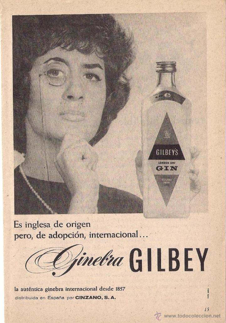 Coleccionismo: Anuncio de ginebra inglesa Gilbey, 1960