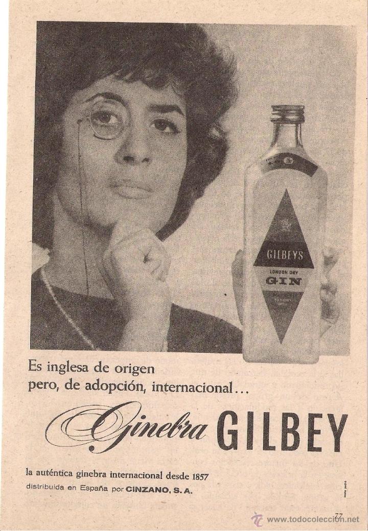 Coleccionismo: Anuncio de ginebra inglesa Gilbey, 1960