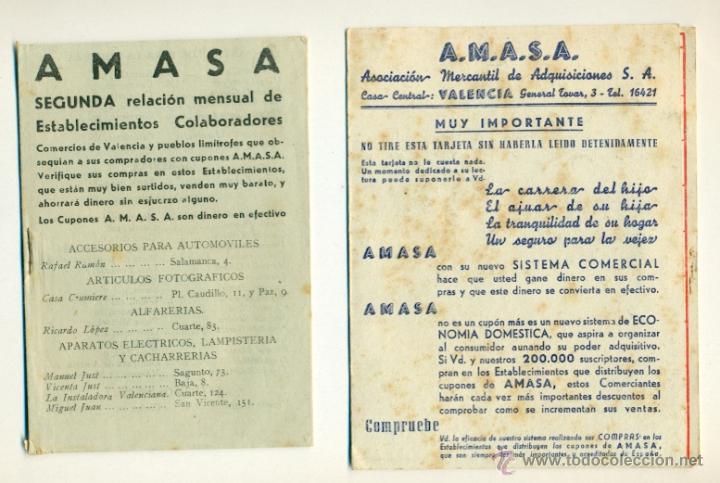 Collecting paper: TARJETA DE CUPONES A.M.A.S.A. CON RELACION DE COLABORADORES VALENCIA