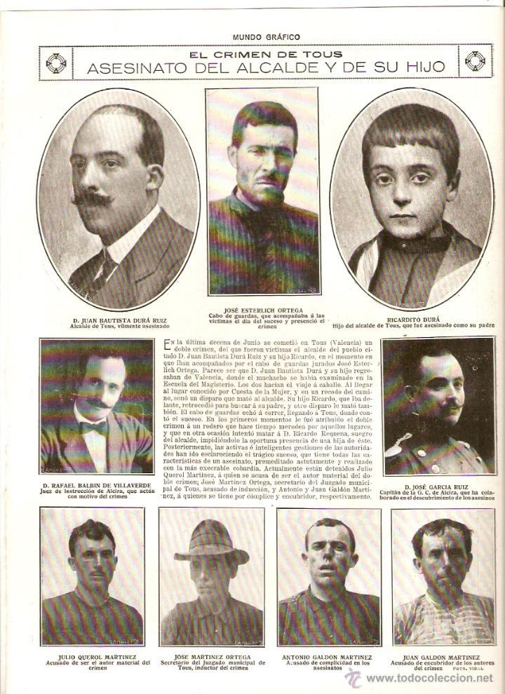 Collecting paper: A&Ntilde;O 1919 RECORTE PRENSA ASESINATO DEL ALCALDE E HIJO DE TOUS CRIMEN DE TOUS JUAN BAUTISTA DURA