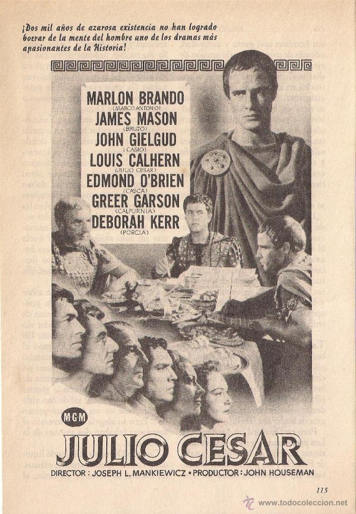 Coleccionismo: Anuncio de pel&iacute;cula de Julio C&eacute;sar Mankiewicz Marlon Brando, febrero de 1955