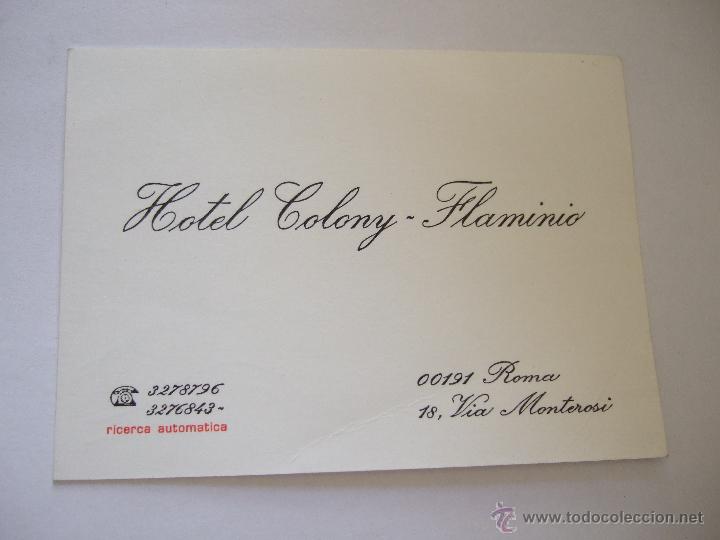 Coleccionismo: TARJETA VISITA - HOTEL COLONY FLAMINIO - DE ROMA