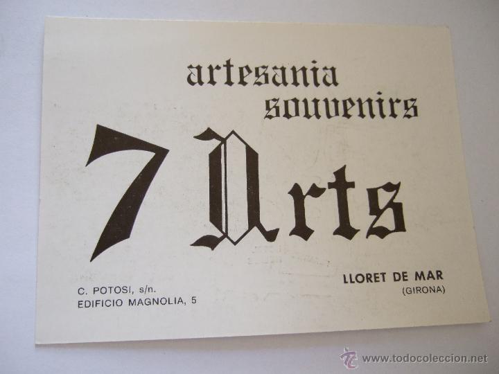 Coleccionismo: TARJETA VISITA - ARTESANIA SOUVENIRS - 7 ARTS - LLORET DE MAR