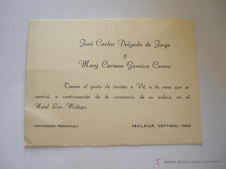 Colecionismo: TARJETA INVITACION PERSONAL - CENA BANQUETE DE BODA - 1969